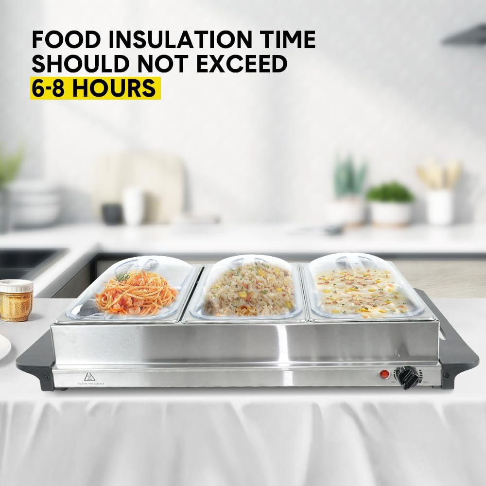 Electric Buffet Food Warmer with 3 × 2.5L Trays & Temperature Control – Valtero