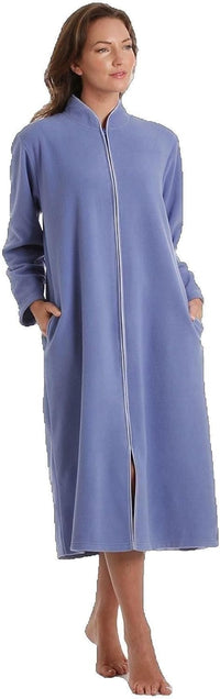 Women’s Fleece Zip-Up Dressing Gown with Pockets – Arlena