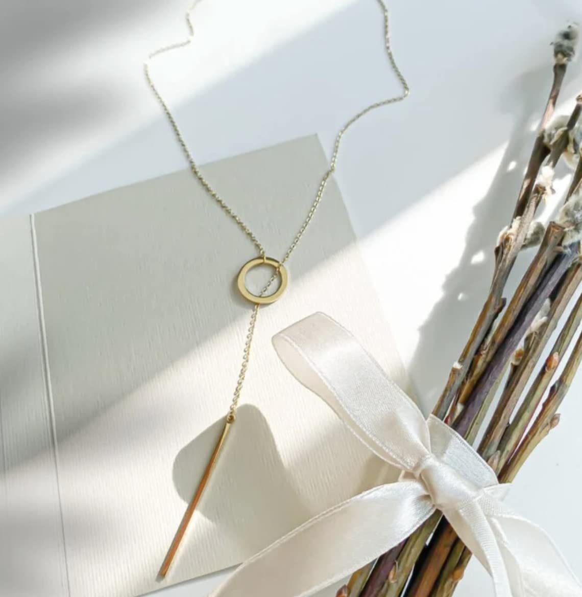 Gold Drop Bar Lariat Necklace | Elegant Women's Jewellery | Versatile Style