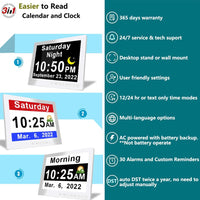 11.5-Inch Digital Calendar Day Clock with 19 Reminders – Claryon