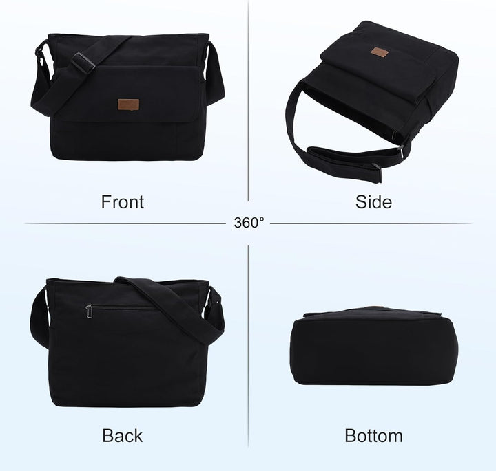 Canvas Laptop Messenger Bag with Multiple Pockets – Unisex Crossbody Tote