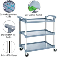 3 Tier Rolling Service Cart with Lockable Wheels – ServePro