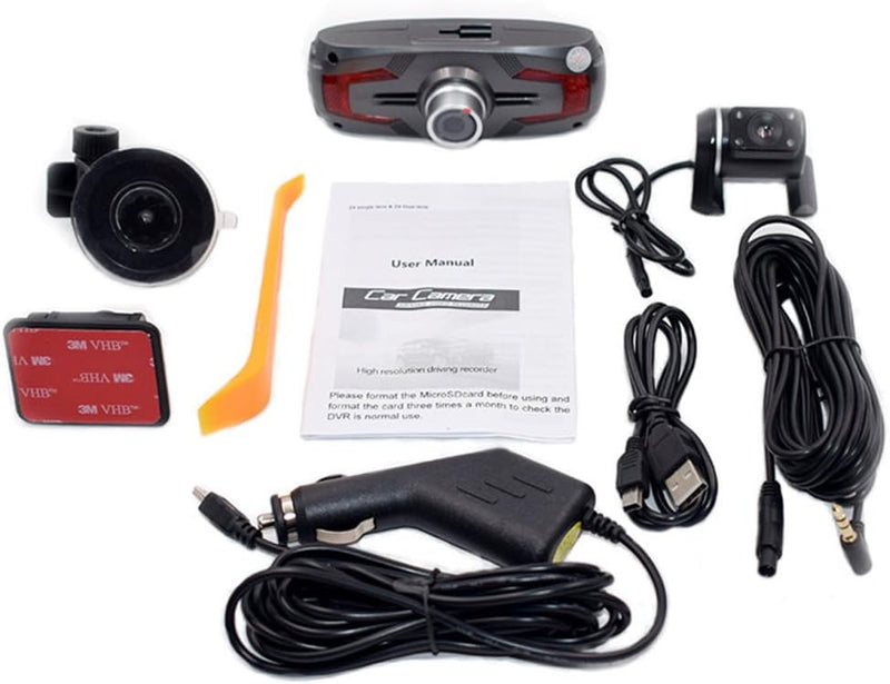 Dual Camera Dash Cam 2.7" LCD with 170° Wide Angle and Rear View