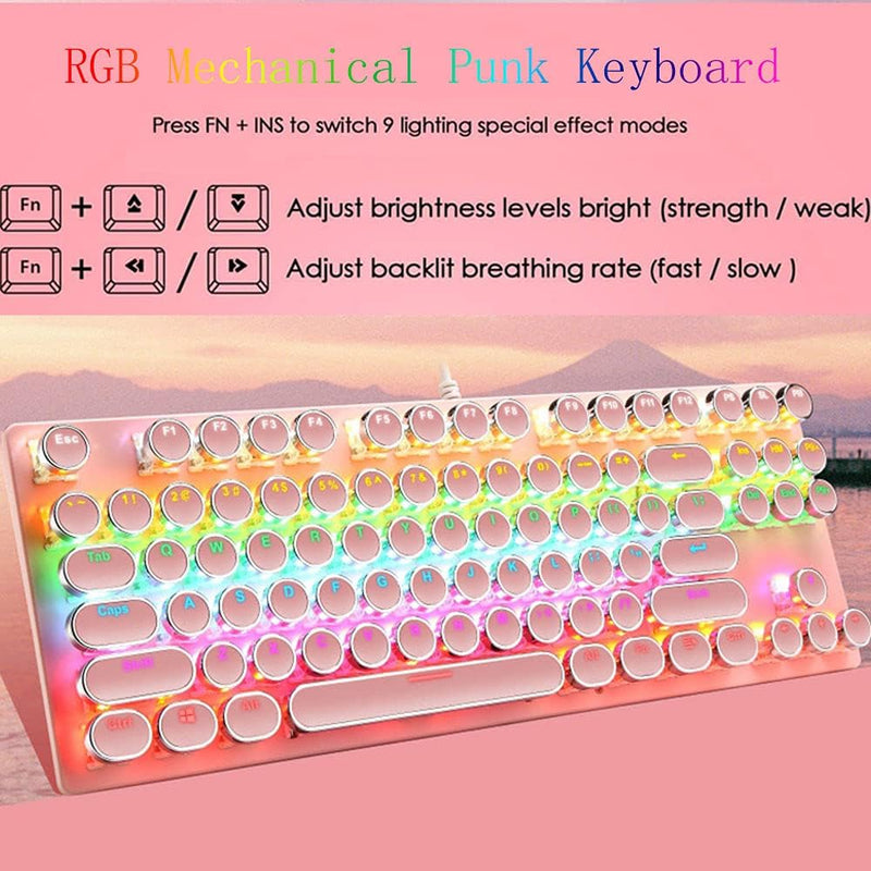 87-Key Mechanical Gaming Keyboard RGB Backlit Blue Switch