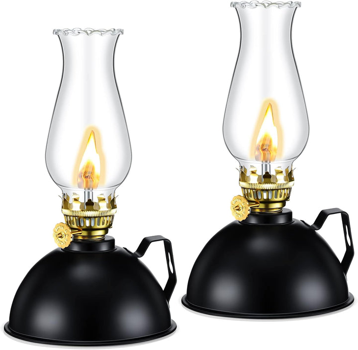 Vintage-Style Glass & Metal Oil Lamps Set of 2 – Ardin