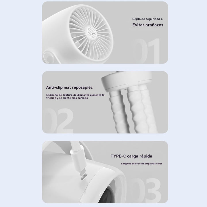 Rechargeable Clip-On Stroller Fan with Night Light 100 Speeds