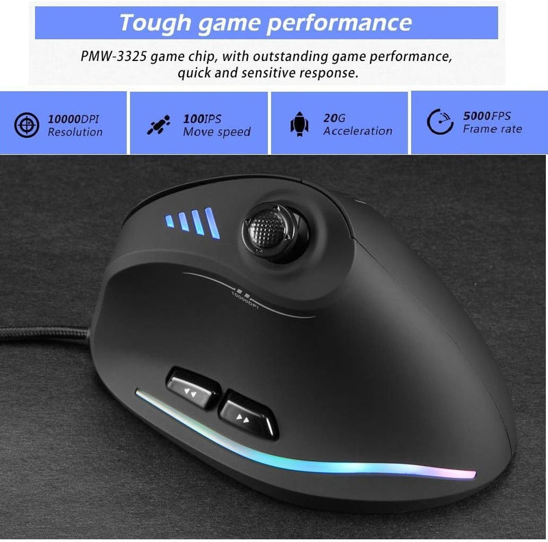 Vertical RGB Gaming Mouse with Joystick and 11 Programmable Buttons – Kryvos