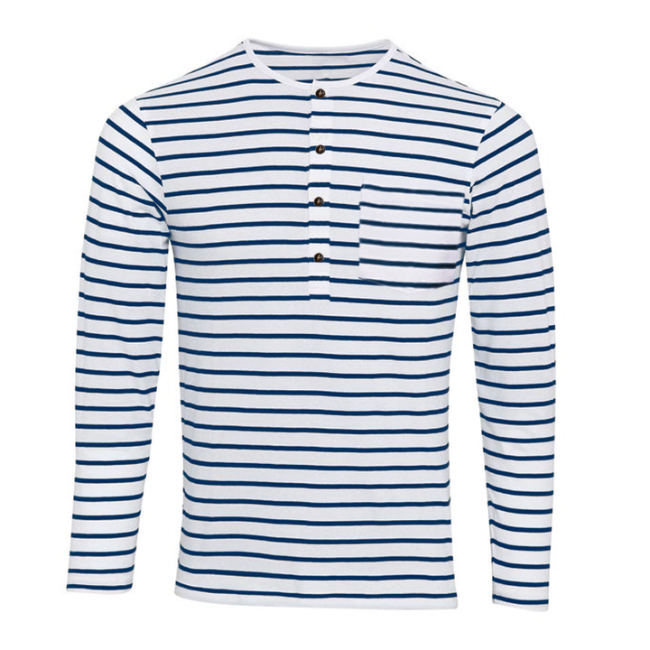 Striped Henley Shirt With Long Sleeves – Dorian
