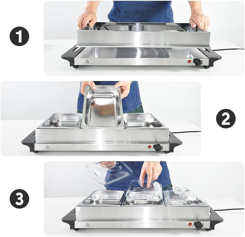 Electric Buffet Food Warmer with 3 × 2.5L Trays & Temperature Control – Valtero