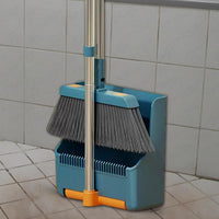 Large Broom and Dustpan Set – Long Handle with 180° Rotating Broom Head – Clavira