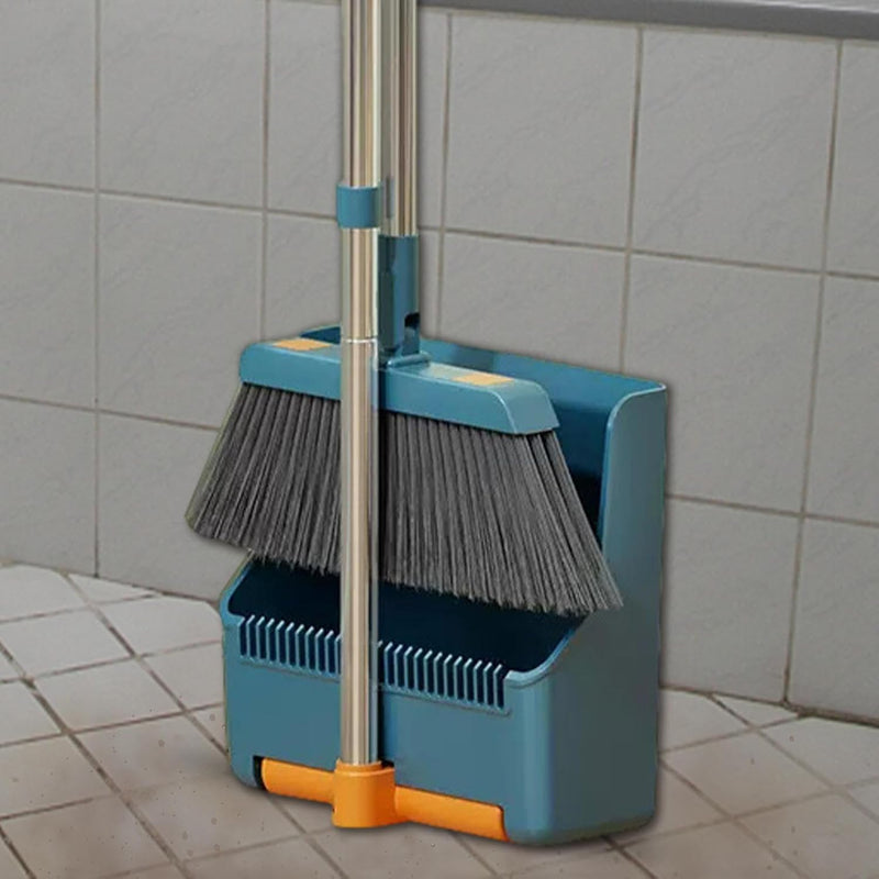 Large Broom and Dustpan Set – Long Handle with 180° Rotating Broom Head – Clavira