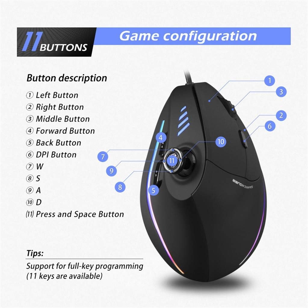 Vertical RGB Gaming Mouse with Joystick and 11 Programmable Buttons – Kryvos