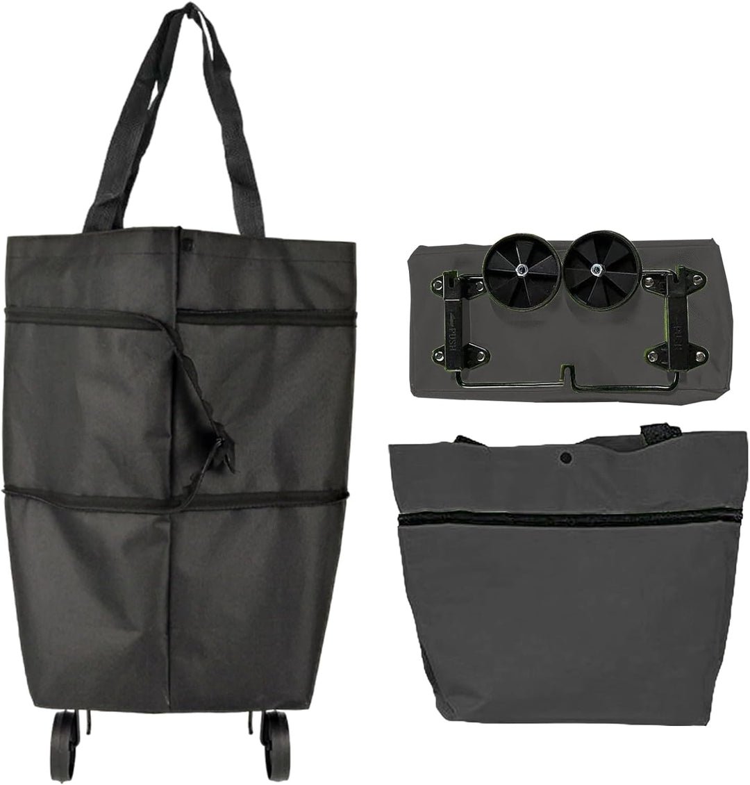 Large Capacity Foldable Shopping Bag with Wheels Reusable Cart Tote (1+1 FREE) – Veytra