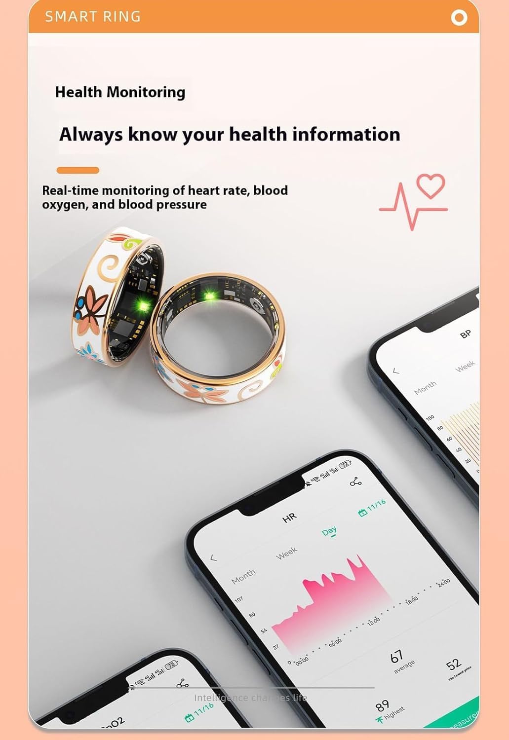 Smart Enamel Wellness Ring – Fitness & Sleep Tracker for iOS & Android – Aurina