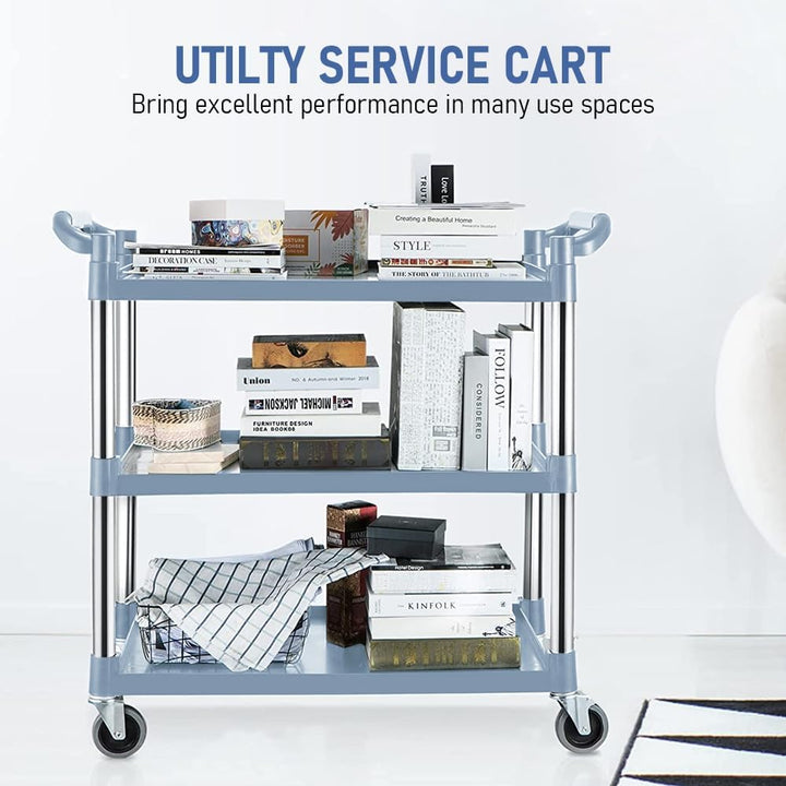 3 Tier Rolling Service Cart with Lockable Wheels – ServePro