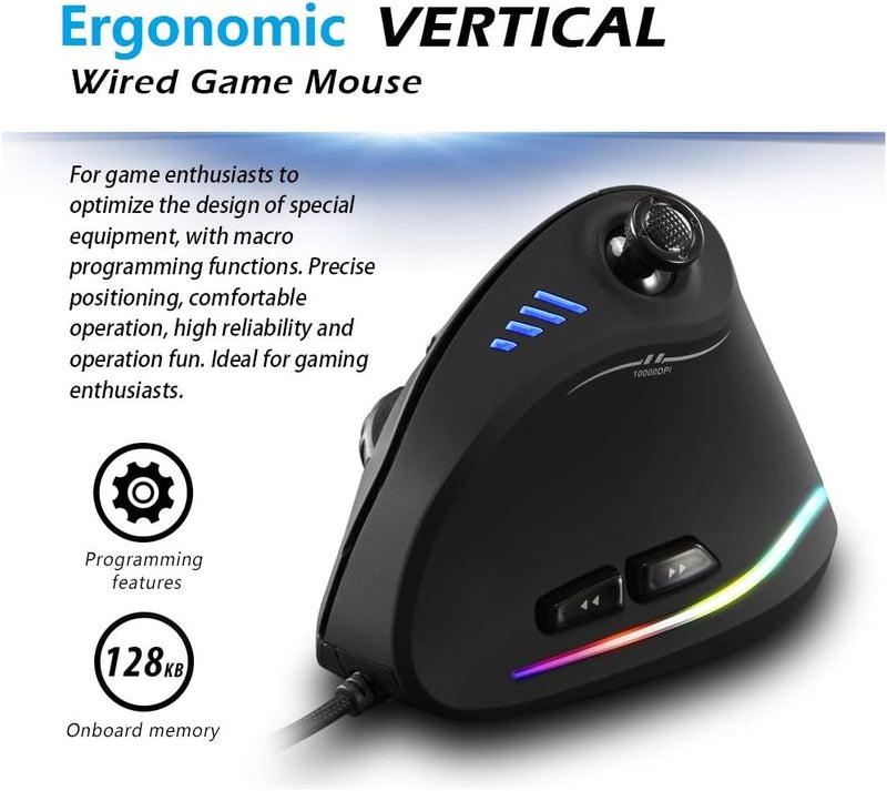 Vertical RGB Gaming Mouse with Joystick and 11 Programmable Buttons – Kryvos