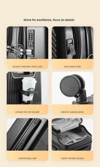 Hard Shell Carry-On with Cup Holder, USB Port & TSA Lock
