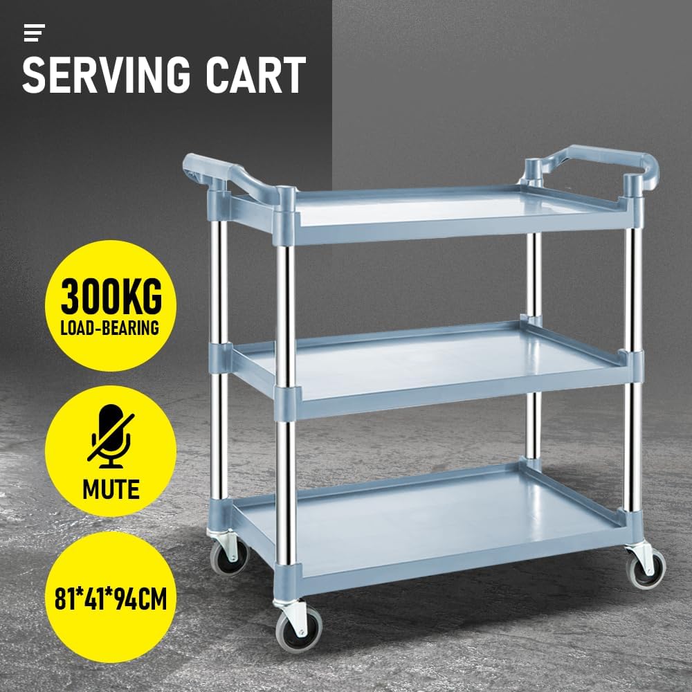 3 Tier Rolling Service Cart with Lockable Wheels – ServePro