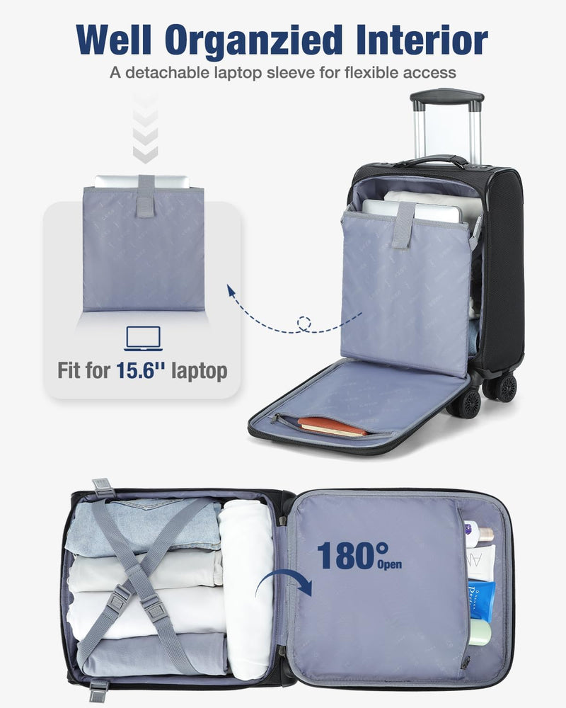 Softside Expandable Carry-On Suitcase with Wheels – Lightweight & Airline Approved