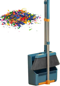 Large Broom and Dustpan Set – Long Handle with 180° Rotating Broom Head – Clavira