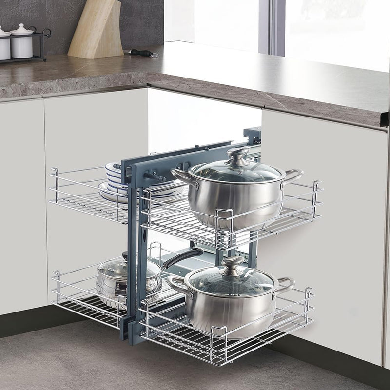 Robust Carbon Steel Blind Corner Cabinet Pull Out Shelf – Zevora