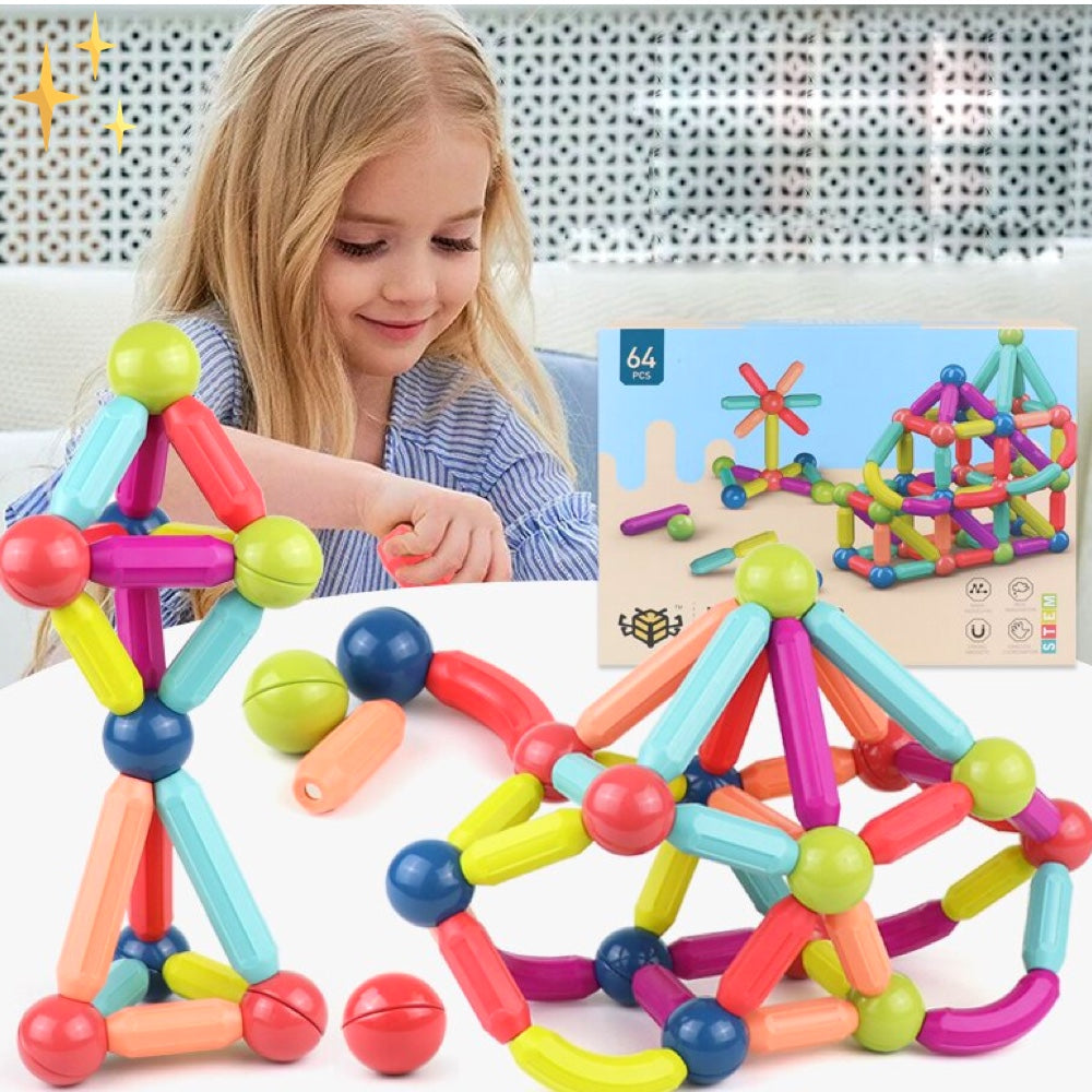 64-Piece Magnetic Building Blocks - Creatix-State of Style