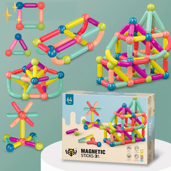 64-Piece Magnetic Building Blocks - Creatix-State of Style