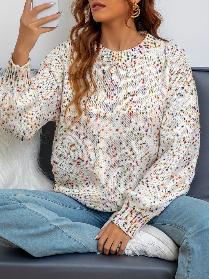 Knitted Women's Sweater with Confetti Print - Noa