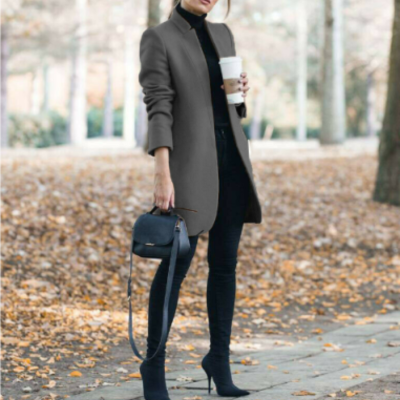 Women's Stand Collar Winter Coat with Timeless Design – Reginel