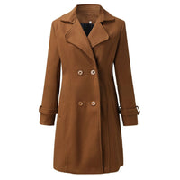 Stylish Long Women's Coat with Turned-Down Collar - Valentina
