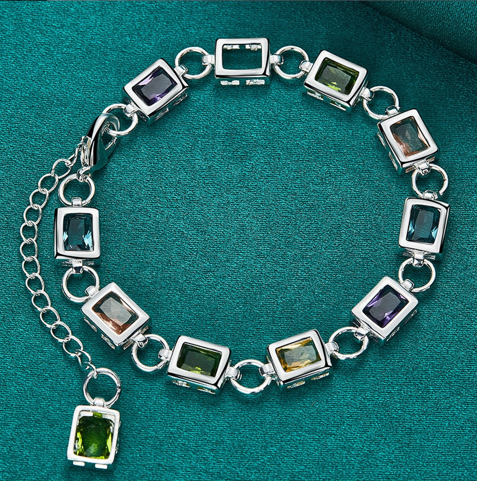 Multicolour Zircon Silver Bracelet | Elegant Women's Jewellery