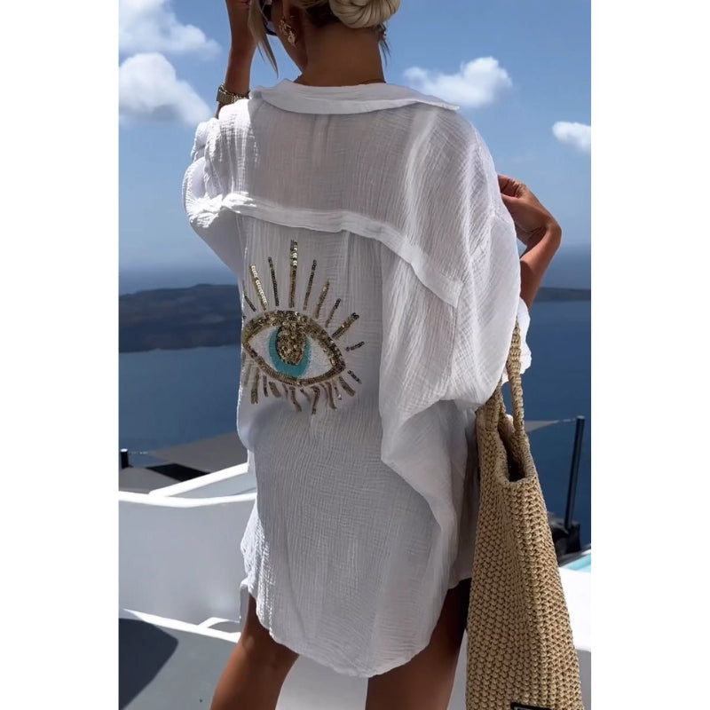 Linen Ladies Blouse with Button Closure – Marise