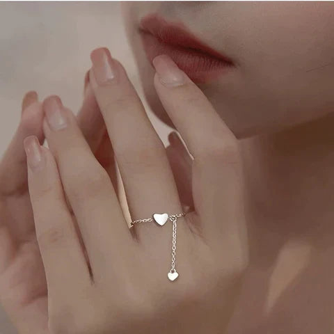 Adjustable Heart Ring with Tassels | Stylish Women's Jewellery