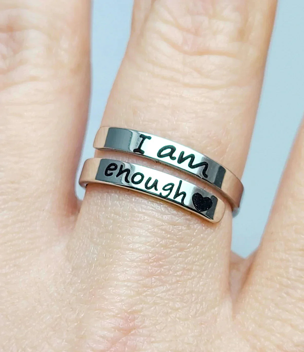 Inspirational Sterling Silver Ring | Engraved "I Am Enough"