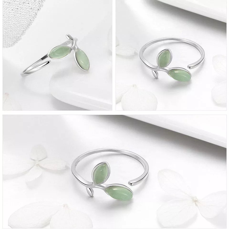 Green Opal Leaf Ring | Women's Jewellery