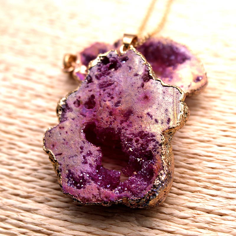 Natural Crystal Geode Pendant - Gaia