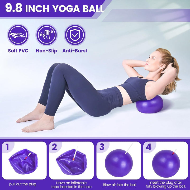 9PCS Home Pilates Kit with Ring, Ball, Bands & Non-Slip Socks