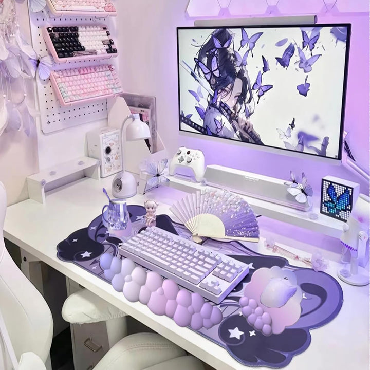 Cloud-Shaped Ergonomic Wrist Rest Set with Mouse Pad & Coaster – Zeyora