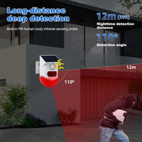 Solar Motion Sensor Alarm with 120dB Siren and LED Strobe – Feronix