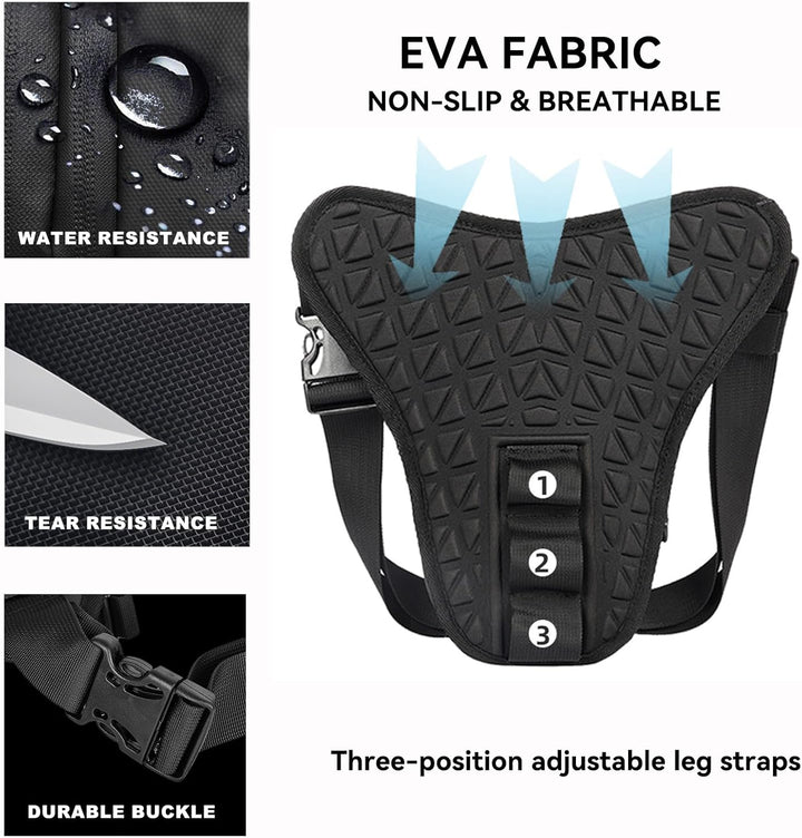 Tactical Motorcycle Leg Bag with Waterproof EVA Shell & Expandable Storage
