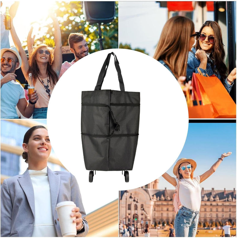 Large Capacity Foldable Shopping Bag with Wheels Reusable Cart Tote (1+1 FREE) – Veytra