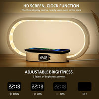 Wireless Charging Bedside Table Lamp with Clock – Lumora
