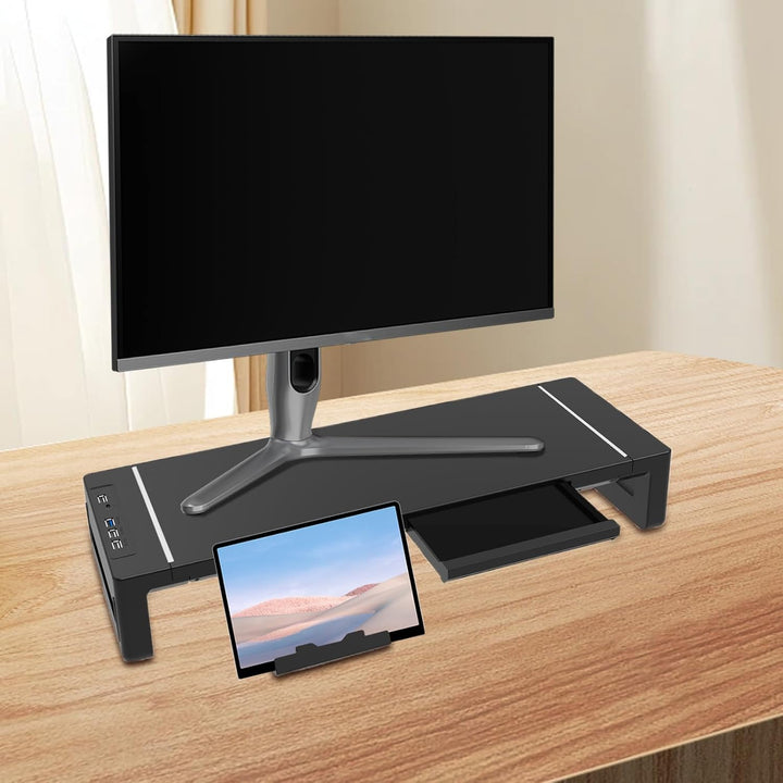 Height Adjustable Monitor Stand with Drawer – Stravon
