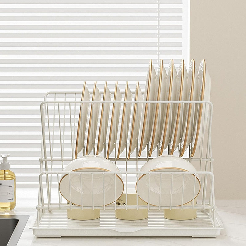 Folding Dish Drying Rack – 2-Tier Countertop Drainer with Detachable Tray – Kelvra