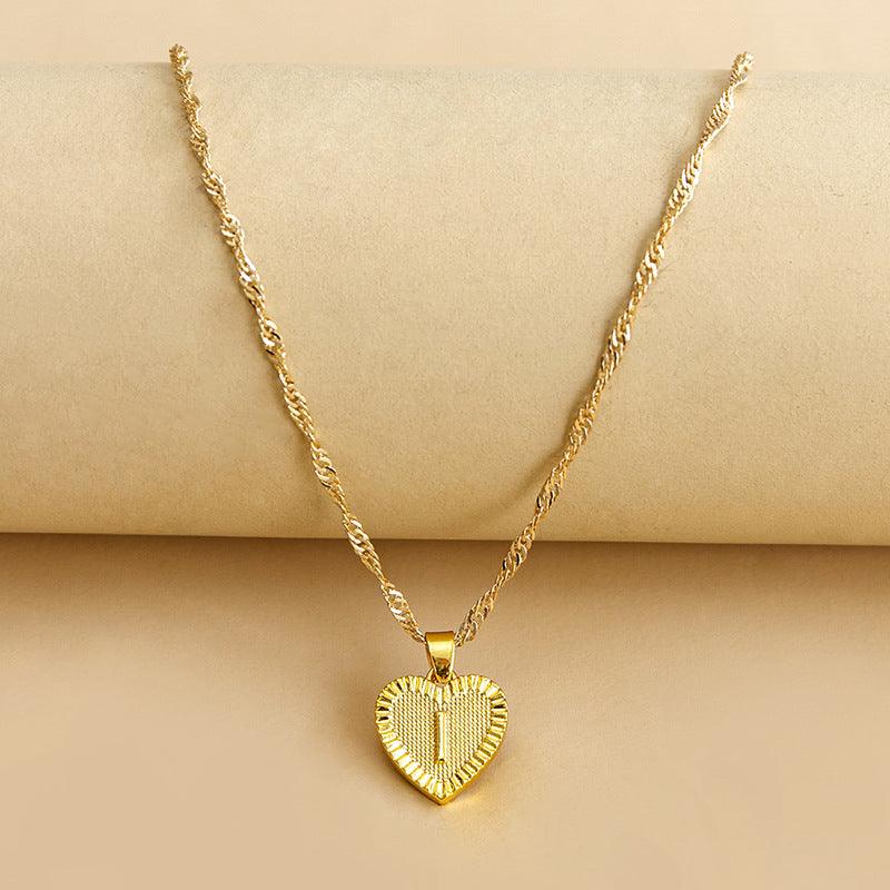 Gold Initial Heart Pendant Necklace - Amara