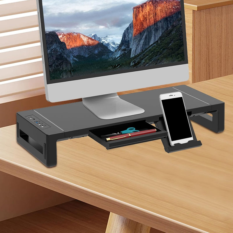 Height Adjustable Monitor Stand with Drawer – Stravon