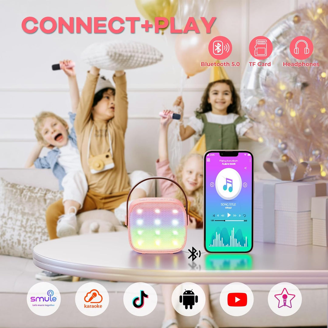 Portable Mini Karaoke Machine with Bluetooth Speaker & 2 Wireless Mics – Veylo