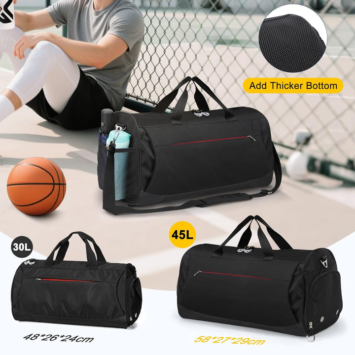 Large 45L Waterproof Sports Duffel with Shoe Compartment & Wet Pocket – Unisex Gym & Travel Bag