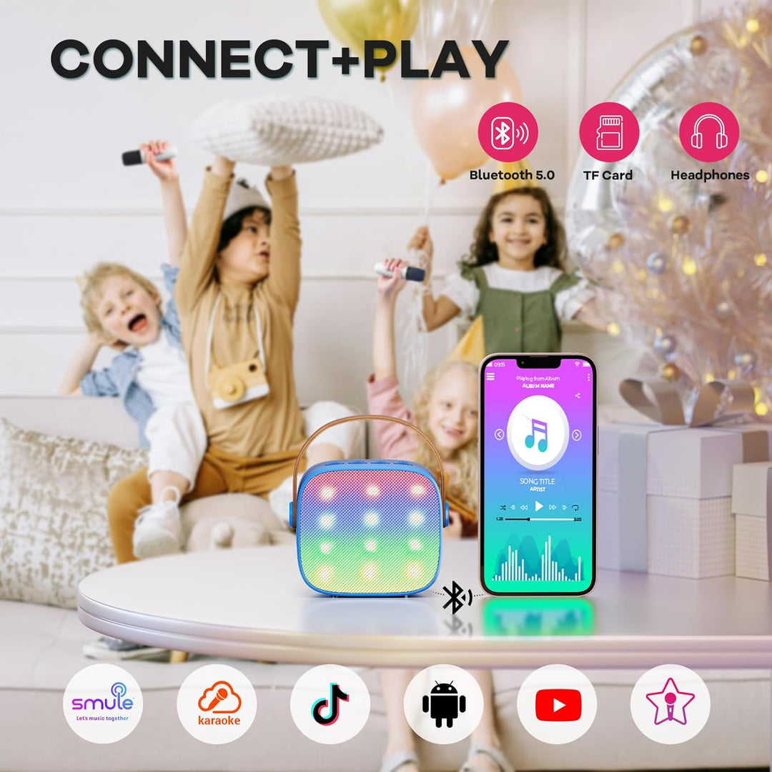Portable Mini Karaoke Machine with Bluetooth Speaker & 2 Wireless Mics – Veylo