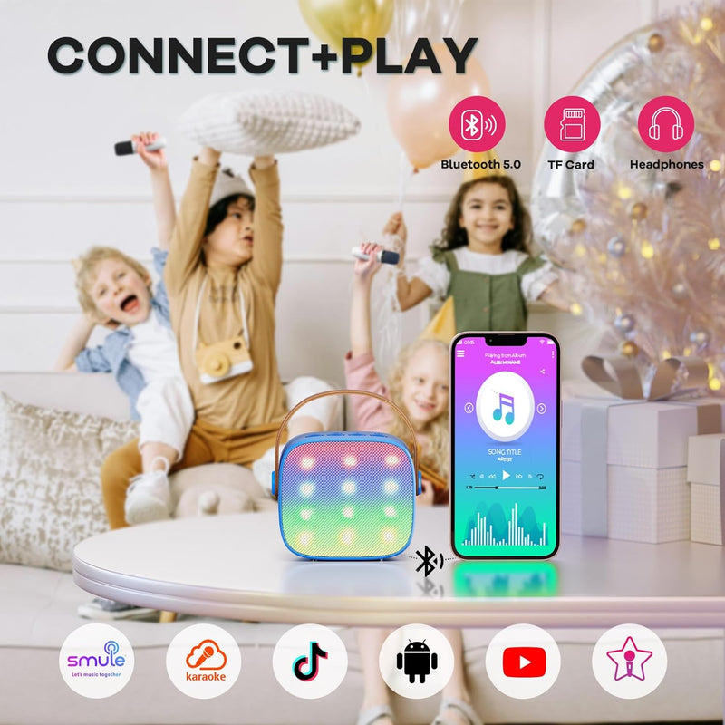 Portable Mini Karaoke Machine with Bluetooth Speaker & 2 Wireless Mics – Veylo